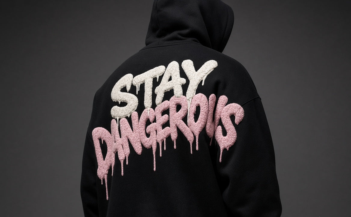 Stay Dangerous chenille embroidery back